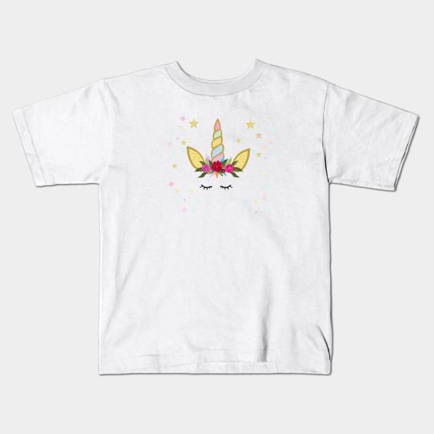 Unicorn Birthday invitation Kids T-Shirt by GULSENGUNEL